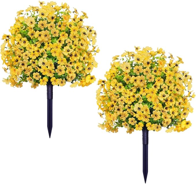 Simulation Eucalyptus Violet Ground Plug Garden Landscape Decoration Yellow 2PCS