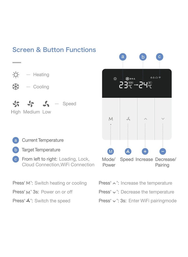 Eazyliv - Eazyliv Wifi Smart Central Air Conditioner Thermostat Temperature Controller Fan coil unit Works with Tuya/Smartlife works with Google Home Assistant - Image 1
