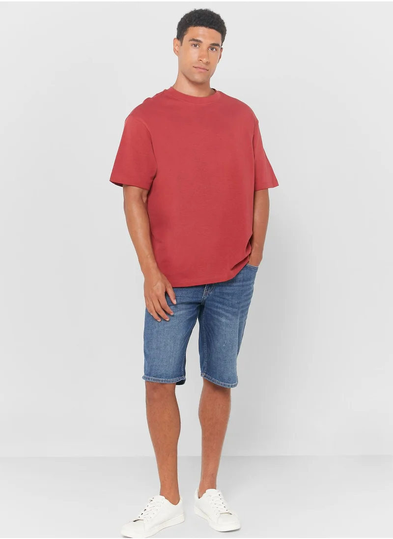 Mango Man Mid Wash Denim Shorts