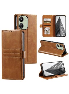 erorex For Xiaomi Redmi 13C 4G/5G Simple 6-Card Wallet Leather Phone Case(Brown) 