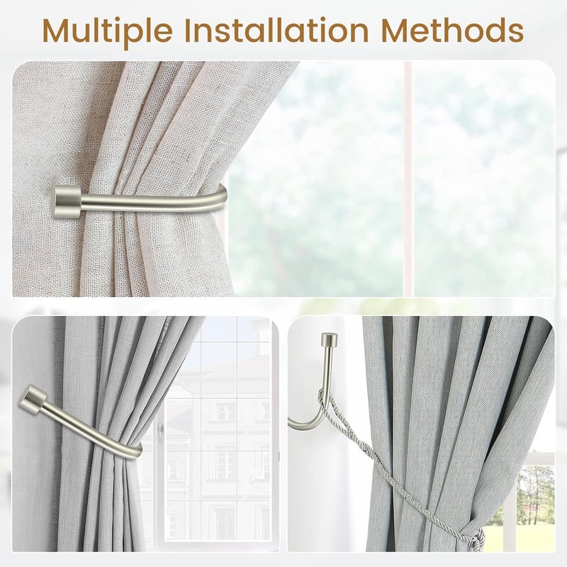 HIKMLK Curtain Holdbacks 2pcs, Handmade Metal Curtain Side Holders for Wall, Antique Brass Curtain Tieback Hook Pull Backs for Drapes Window Home Decoration - Image 4
