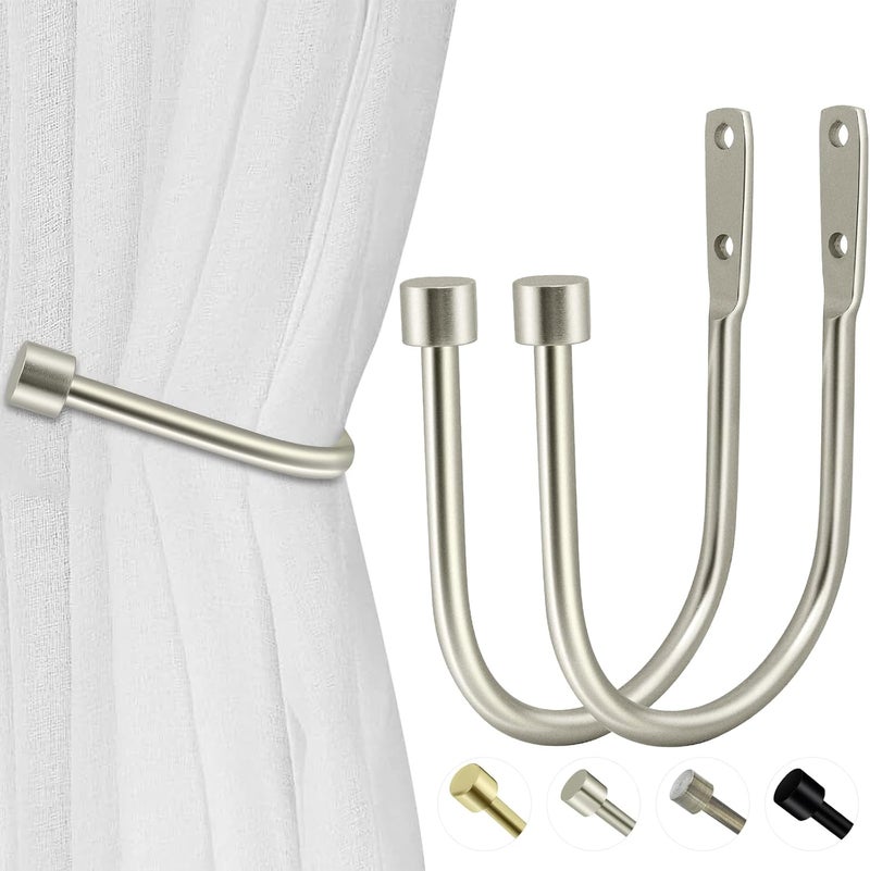 HIKMLK Curtain Holdbacks 2pcs, Handmade Metal Curtain Side Holders for Wall, Antique Brass Curtain Tieback Hook Pull Backs for Drapes Window Home Decoration - Image 1
