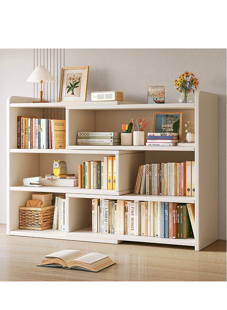 جولدن أرفف الكتب القابلة للتطوير 4 خزائن الكتب الطابقات ، أرفف تخزين مخزنة مفتوحة ، منظم تخزين للمكتبة ، المكتب المنزلي ، غرفة المعيشة ، غرفة النوم (أبيض) - Image 1