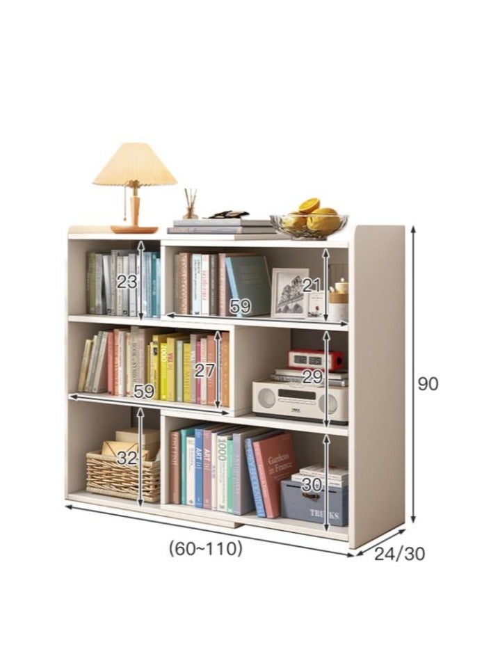 جولدن أرفف الكتب القابلة للتطوير 4 خزائن الكتب الطابقات ، أرفف تخزين مخزنة مفتوحة ، منظم تخزين للمكتبة ، المكتب المنزلي ، غرفة المعيشة ، غرفة النوم (أبيض) - Image 2
