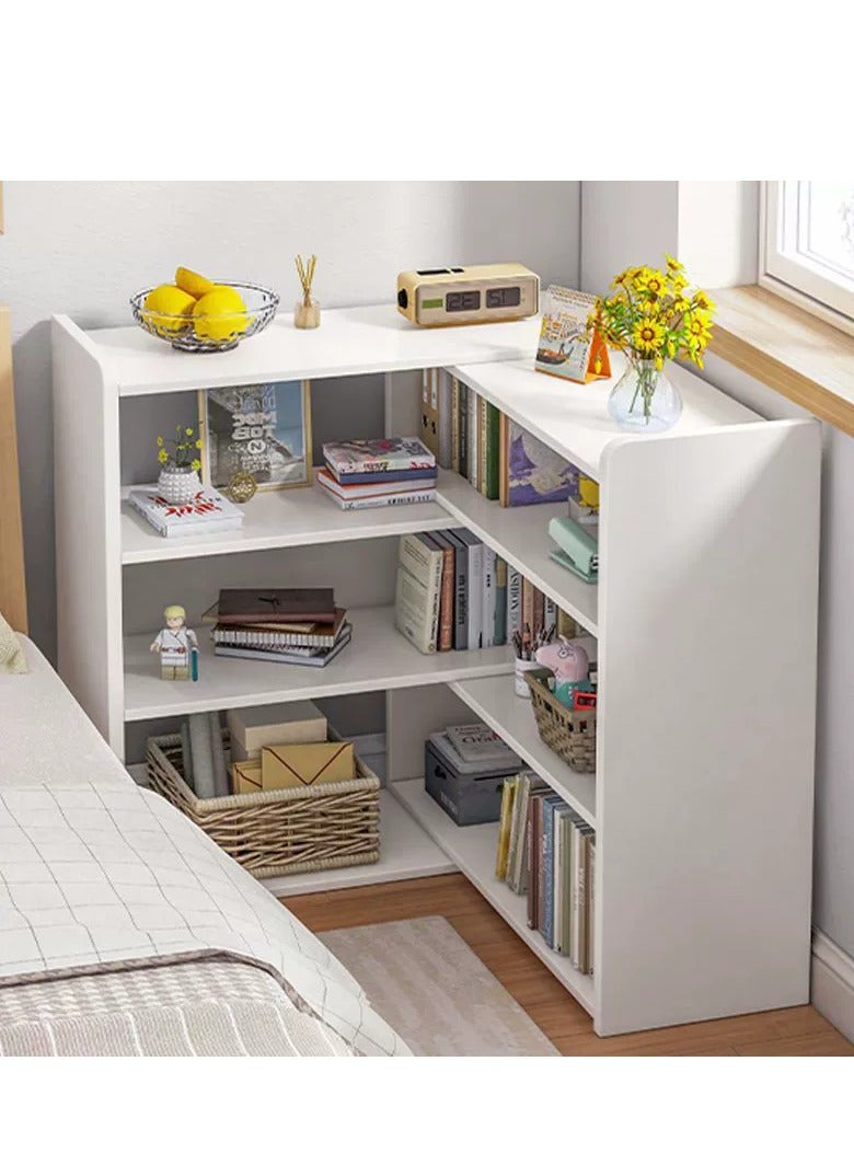 جولدن أرفف الكتب القابلة للتطوير 4 خزائن الكتب الطابقات ، أرفف تخزين مخزنة مفتوحة ، منظم تخزين للمكتبة ، المكتب المنزلي ، غرفة المعيشة ، غرفة النوم (أبيض) - Image 3