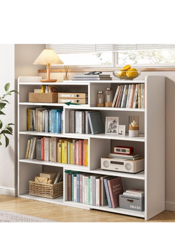 جولدن أرفف الكتب القابلة للتطوير 4 خزائن الكتب الطابقات ، أرفف تخزين مخزنة مفتوحة ، منظم تخزين للمكتبة ، المكتب المنزلي ، غرفة المعيشة ، غرفة النوم (أبيض) - Image 5