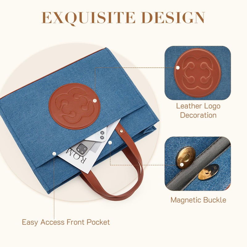 Missnine Tote Bag for Women Fashion Handbag Professional Work Bags Denim Shoulder Purse for Shopping, Office, Travel - Image 4