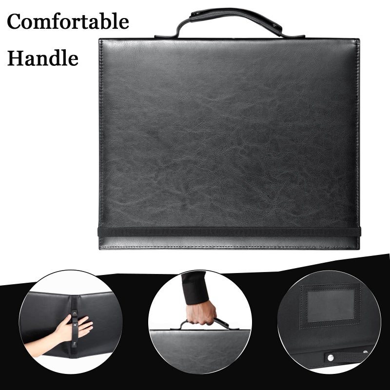 MUQING Large Black Choral Music Folders, 3 Ring Choir Music Binder, PU Choir Music Folder with Hand Strap and Retention Strap for Stage Performance, Piano Playing and Choir Singer - Image 5