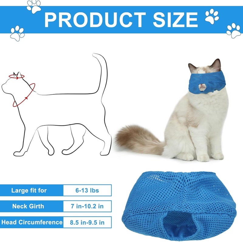 Weewooday 3 Pieces Cat Muzzles Breathable Mesh Muzzles Cat Grooming Restraint Bags with Muzzle Anti Bite Anti Meow for Prevent Cats from Biting (Blue, Pink, Gray,) - Image 2