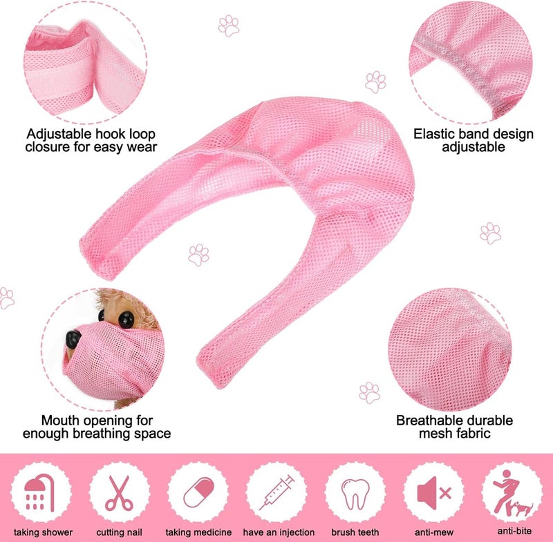 Weewooday 3 Pieces Cat Muzzles Breathable Mesh Muzzles Cat Grooming Restraint Bags with Muzzle Anti Bite Anti Meow for Prevent Cats from Biting (Blue, Pink, Gray,) - Image 3