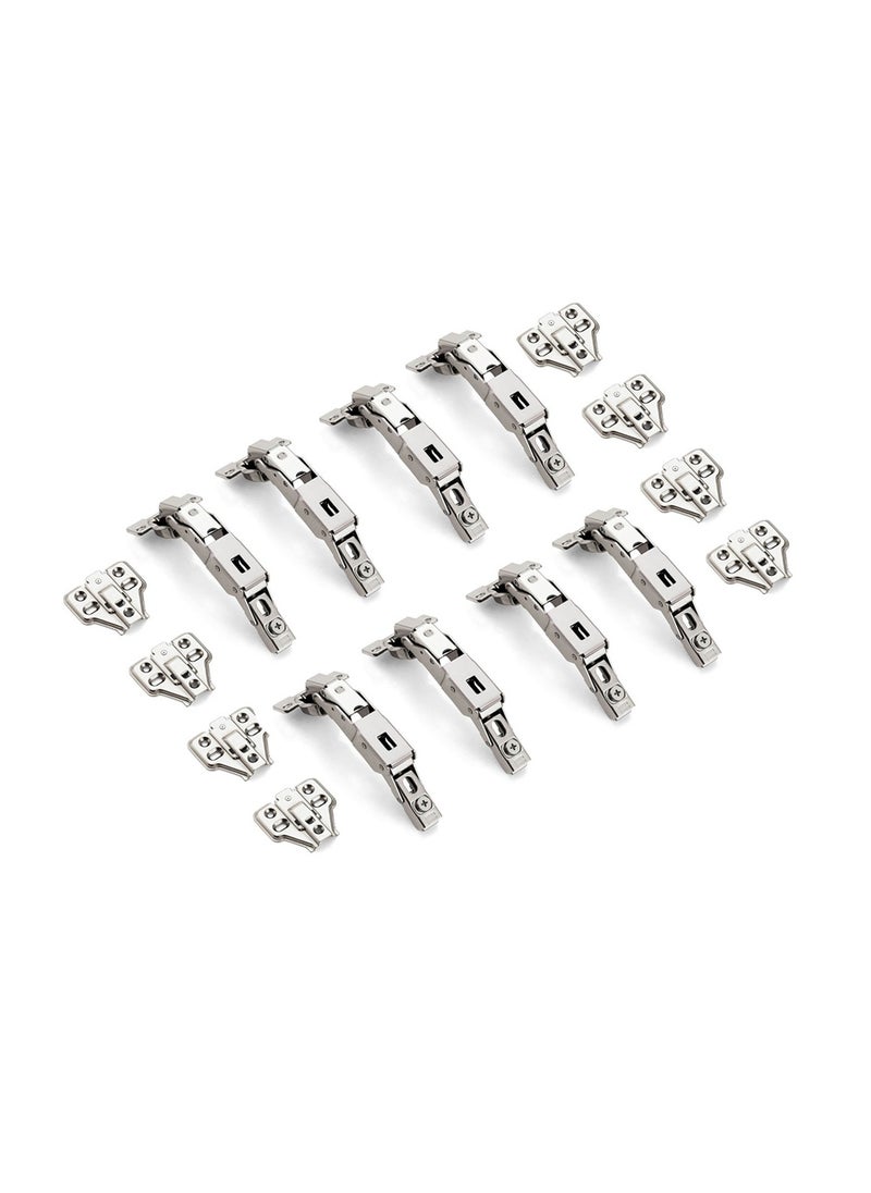 Pack of 8 Full Overlay Soft Close Cabinet Door Hinge Electroplated, Fast Mounted Buffering Hinge 165 Degree Opening Angle, Anti Rust - Complete with Screws.