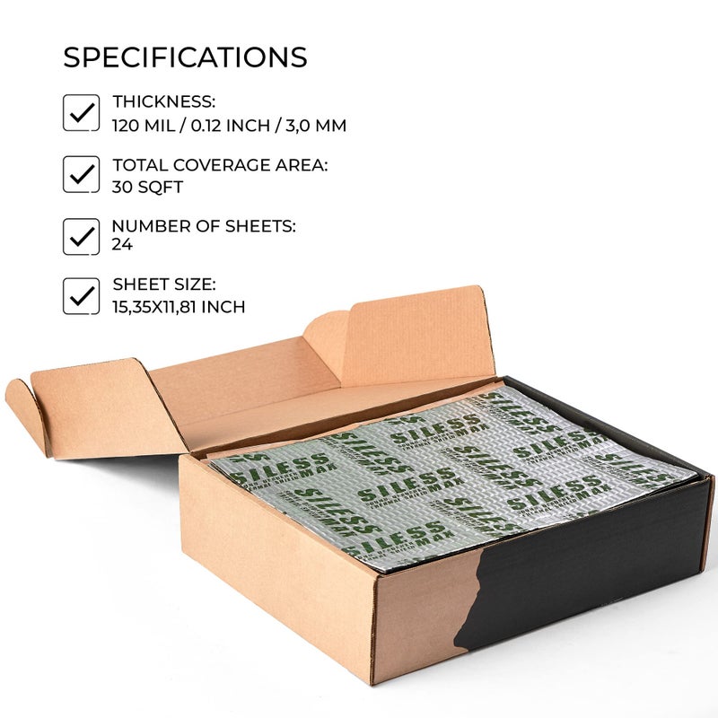 Siless Max 120 mil (3mm) 30 sqft Car Sound Deadening mat - Butyl Automotive Sound Deadener - Noise Insulation and Vibration Dampening Material (30 sqft) - Image 3