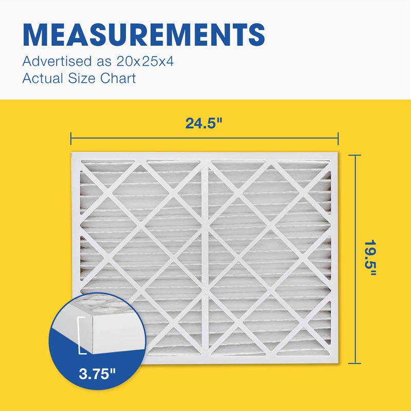 Aerostar 20x25x4 MERV 8 Air Filter, 6 Count, ACTUAL SIZE (19.50 x 24.50 x 3.75) HVAC, Furnace Filter for Allergies, Dust, Pet Dander & Smoke (MPR 1500 / FPR 10) Fits Lennox & Honeywell Devices - Image 2