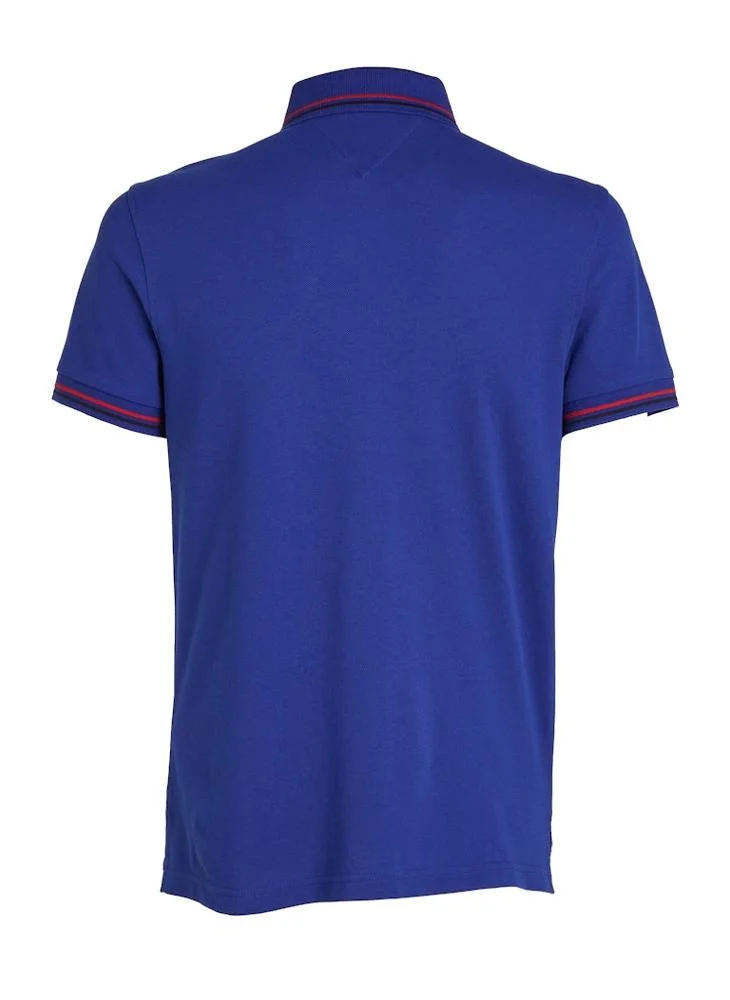 تومي هيلفيغر Logo Print Slim Fit Tipped Polo Shirt