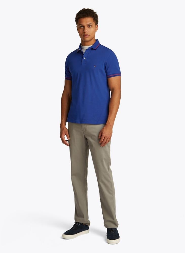 TOMMY HILFIGER - Logo Print Slim Fit Tipped Polo Shirt - Image 1