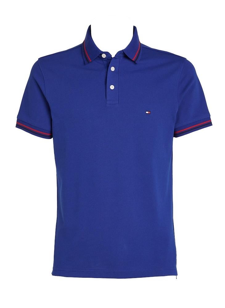 TOMMY HILFIGER - Logo Print Slim Fit Tipped Polo Shirt - Image 1