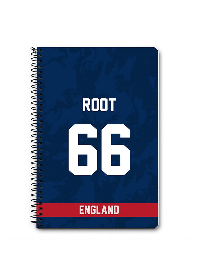 Stylizedd Designer A5 Spiral Notebook Memo Notepad Journal Player - Joe Root, Jersey Number -66 - Image 1