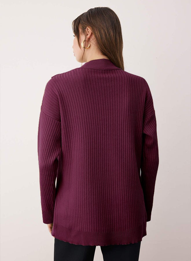 trendyol Plum Ribbed Knitwear Sweater - Image 4