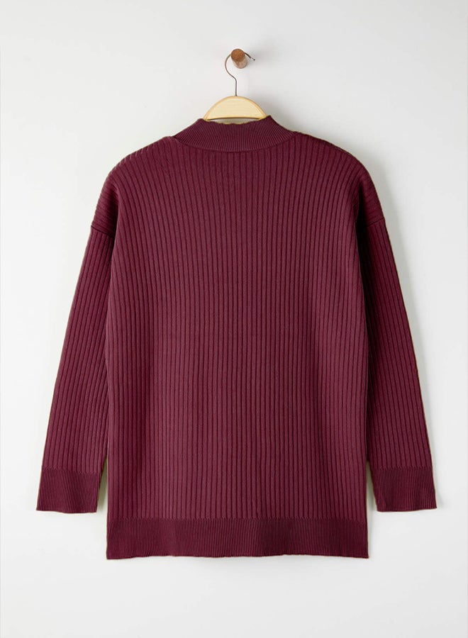 trendyol Plum Ribbed Knitwear Sweater - Image 5