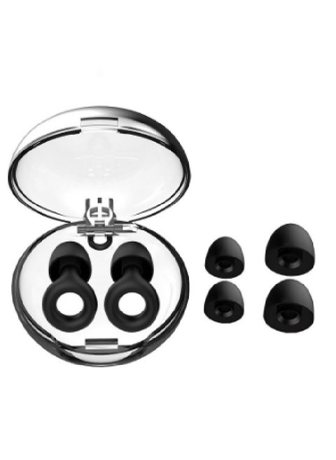 Noise Reduction Earplugs for Noise Reduction, Extra Soft, Reusable Flexible Silicone Hearing Protection for Sleeping, Noise Sensitivity - Black with Storage Case