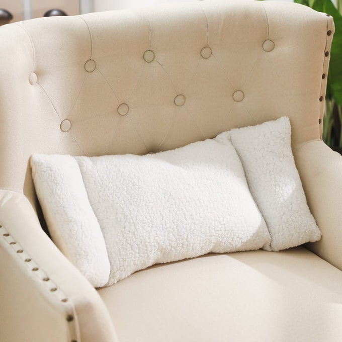 FLEECE LUMBAR SUPPORT PILLOW 3 SECTION BACK PILLOW OFFICE CHAIR FOR BACK SUPPORT COMFORTABLE LUMBAR CUSHION FOR CAR SEAT PAIN RELIEF SOFA RESTWHITE