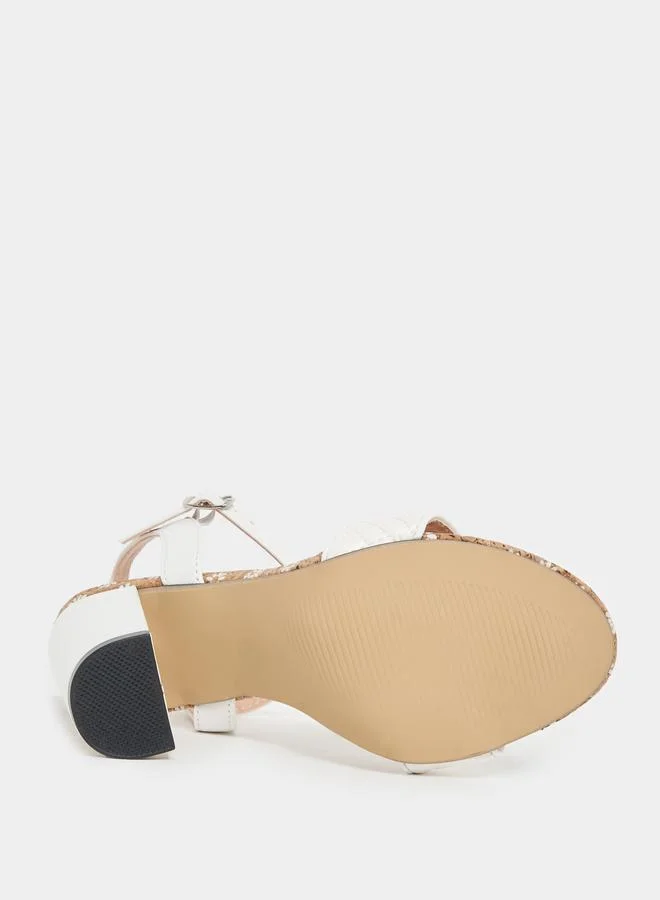 Styli Quilted Block Heels Sandals with Ankle Strap