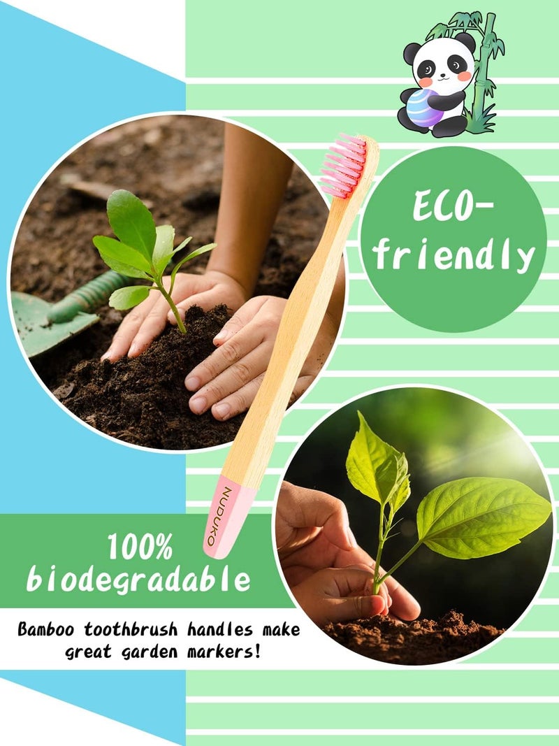 NUDUKO Kids Toothbrush Bamboo Toothbrushes 6 Pack - Organic Compostable Tooth Brush Wooden Baby Toddler Toothbrush, Eco-Friendly Natural Biodegradable Soft Bristle Toothbrush for Children - Image 3