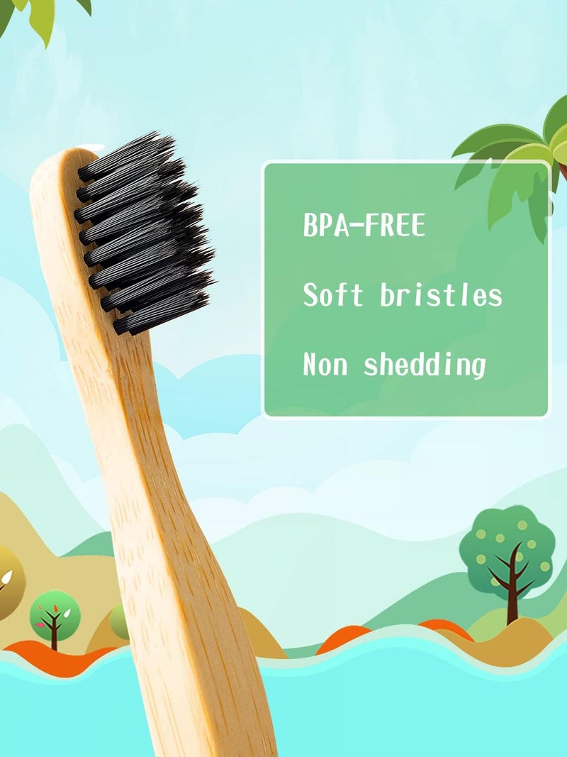 NUDUKO Kids Toothbrush Bamboo Toothbrushes 6 Pack - Organic Compostable Tooth Brush Wooden Baby Toddler Toothbrush, Eco-Friendly Natural Biodegradable Soft Bristle Toothbrush for Children - Image 2