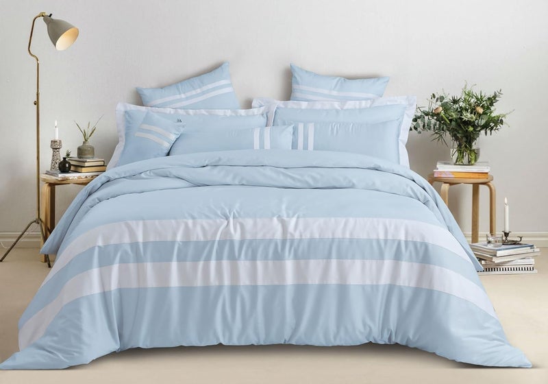 SPREAD SPAIN Spread Spain Botanic Cotton 550 Thread Count King Size Quilt Cover with Corner Loops Openable Zipper 90X108 Sky Blue  - Image 2