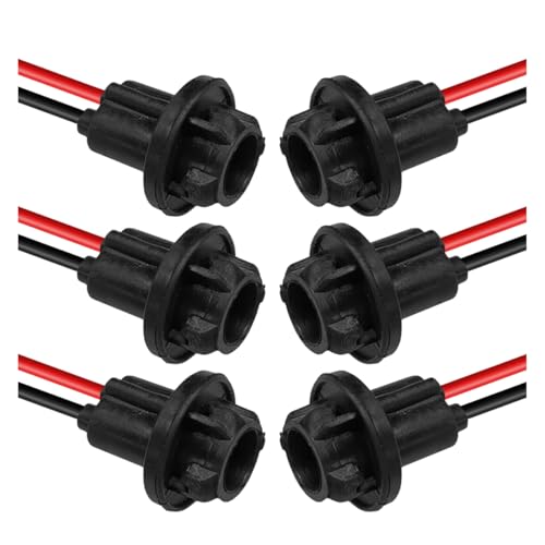 UHANBUT T10 W5W 194 Bulb Socket with Wire Pigtail, Universal LED Bulbs Pre-Wired Harness Sockets Adapter, Female Car Tail Light Connector Socket Accessories for Side Marker/Turn Signal Light (6PCS) - Image 1