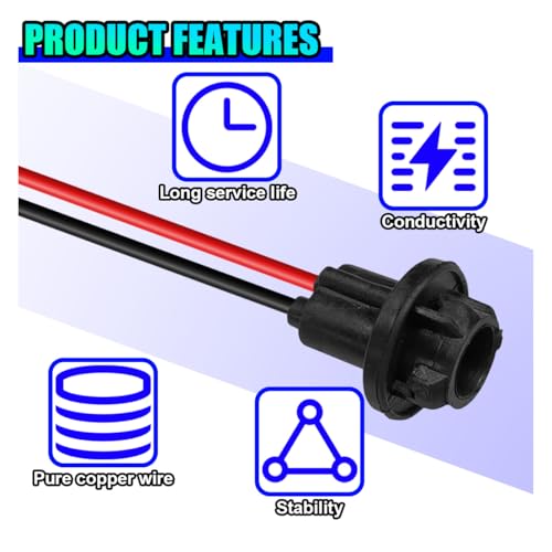 UHANBUT T10 W5W 194 Bulb Socket with Wire Pigtail, Universal LED Bulbs Pre-Wired Harness Sockets Adapter, Female Car Tail Light Connector Socket Accessories for Side Marker/Turn Signal Light (6PCS) - Image 4
