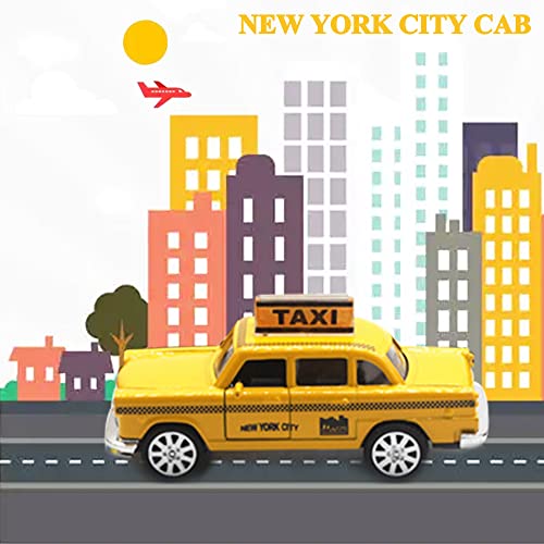 OTONOPI New York City Taxi Cab Toy Taxi Car Toy for Kids Yellow Cab Diecast Model Toy Car with Pullback Action for Toddler Age 3+ Pack of 2 - Image 2