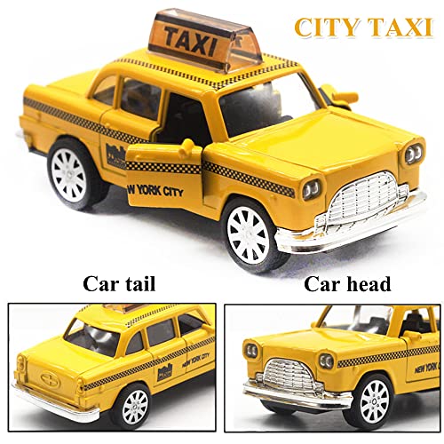 OTONOPI New York City Taxi Cab Toy Taxi Car Toy for Kids Yellow Cab Diecast Model Toy Car with Pullback Action for Toddler Age 3+ Pack of 2 - Image 4