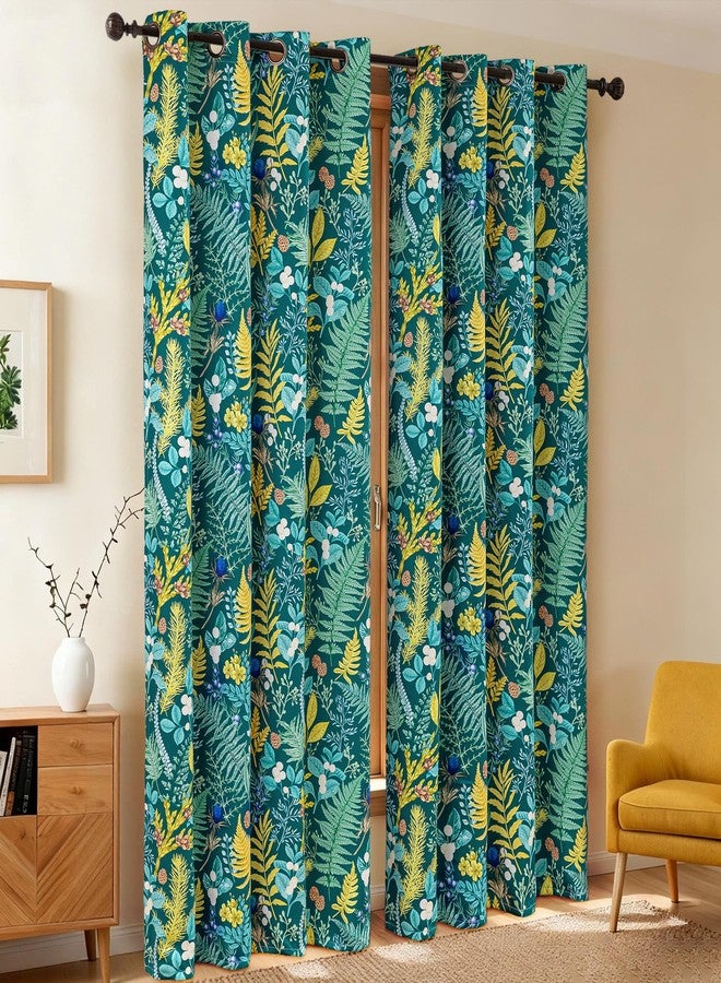 keensoft Botanical 100% Blackout Curtains for Bedroom 84 Inch Length 2 Panels Set Dark Green Plant Floral Black Out Curtains Insulated Grommet Room Darkening Window Drapes for Living Room，52Wx84L - Image 2