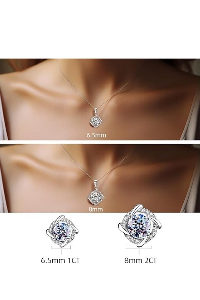 Akali Women's Moissanite Necklace, 1 Carat Lab-Created Diamond Necklace, 925 Sterling Silver Plated with 18K White Gold, Single Pendant Jewelry - Image 3