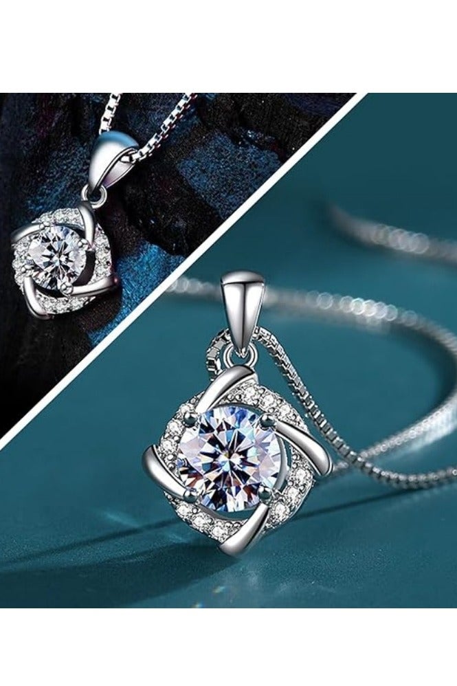 Akali Women's Moissanite Necklace, 1 Carat Lab-Created Diamond Necklace, 925 Sterling Silver Plated with 18K White Gold, Single Pendant Jewelry - Image 4