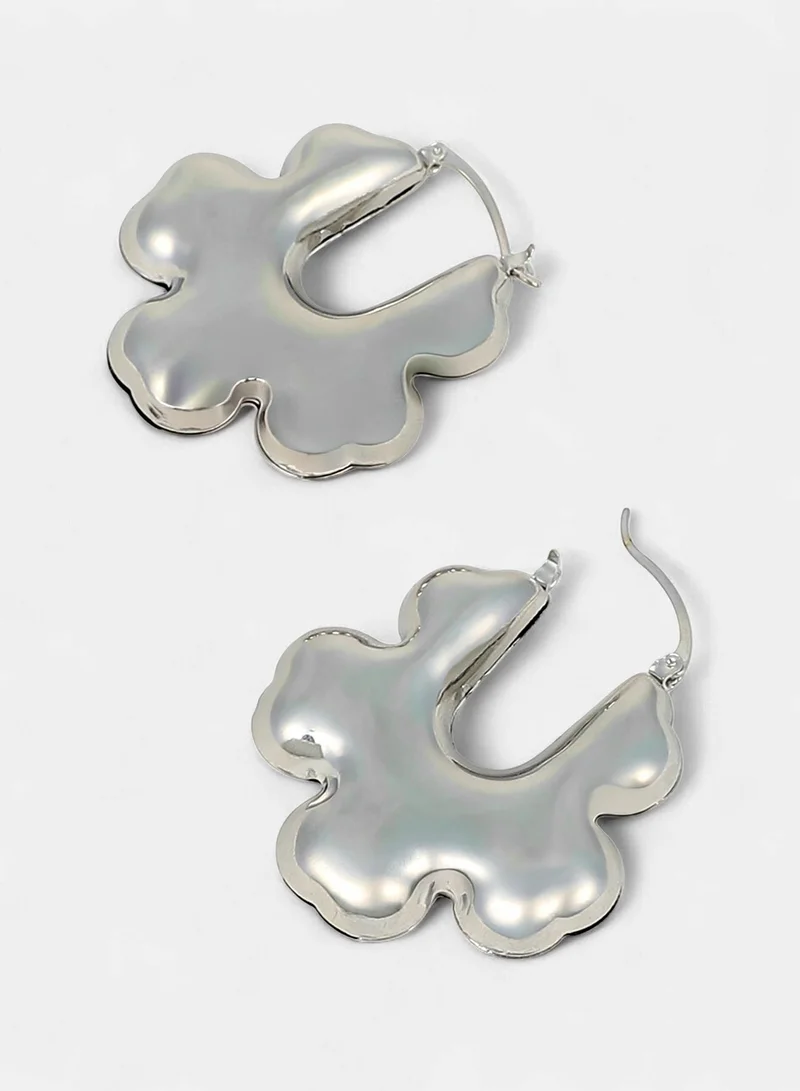 Sohi  Women The Puffer-Bolt Hoop Earrings | Chrome  Colour | One-Size | Metallic Alloy Material | Latch Back Closure | Earrings For Casual & Evening Wear for Women | Best Price UAE