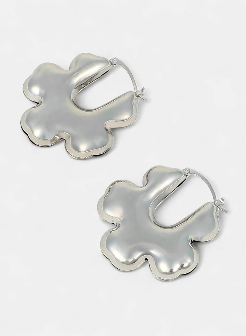 Sohi  Women The Puffer-Bolt Hoop Earrings | Chrome  Colour | One-Size | Metallic Alloy Material | Latch Back Closure | Earrings For Casual & Evening Wear for Women | Best Price UAE