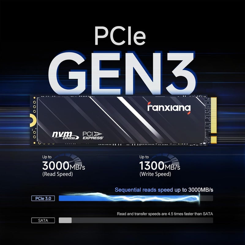 S501Q SSD 512GB PCle 3.0x4 Internal Solid State Drive, NVMe M.2 2280 Internal Solid State Drive, SLC Cache 3D NAND Up to 3000MB/s for Laptop and PC Desktops - Image 2