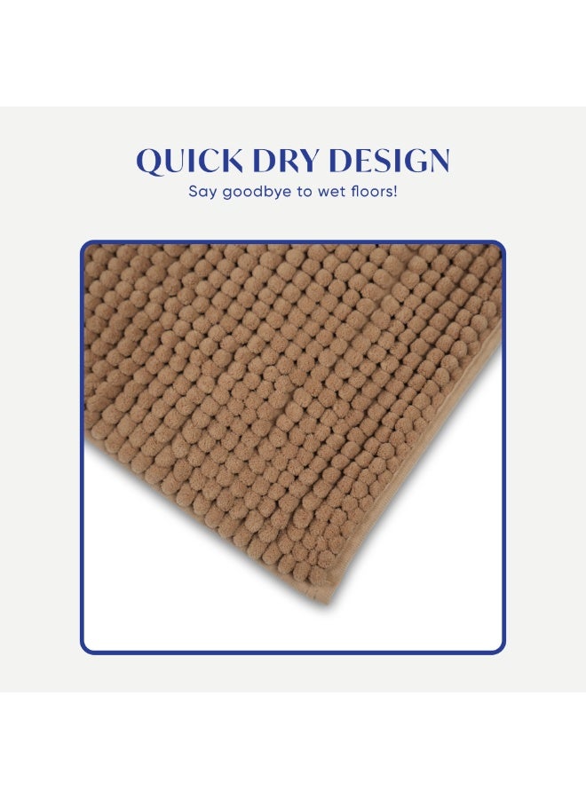 DIVEENAS Diveena's Non-Slip Bathroom Mat – 40x60cm Super Soft Microfiber Bath Mat, Quick-Dry & Machine Washable Bath Rug for Bathroom or Powder Room & Home | Beige - Image 5