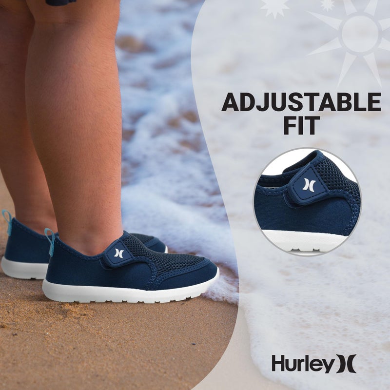 Hurley أحذية ماء هيرلي للأطفال سبنس - أحذية ماء سريعة الجفاف للأولاد والبنات، خفيفة الوزن، سهلة الارتداء مع الجزء العلوي القابل للتعديل، للشاطئ، ولعب الماء، ومتعة المسبح، لون كحلي - Image 4