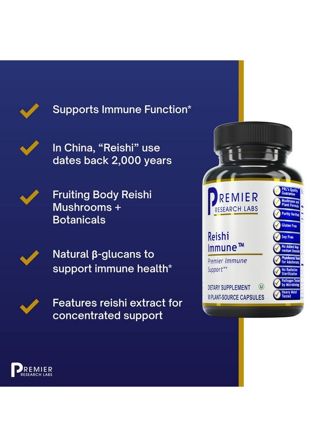 Premier Research Labs - Reishi Immune Supports Immune System Features Complete Botanical Formula With Reishi Fruiting Body & Fruiting Body Extract Gluten & Soy Free 90 Plantsource Capsules - Image 1