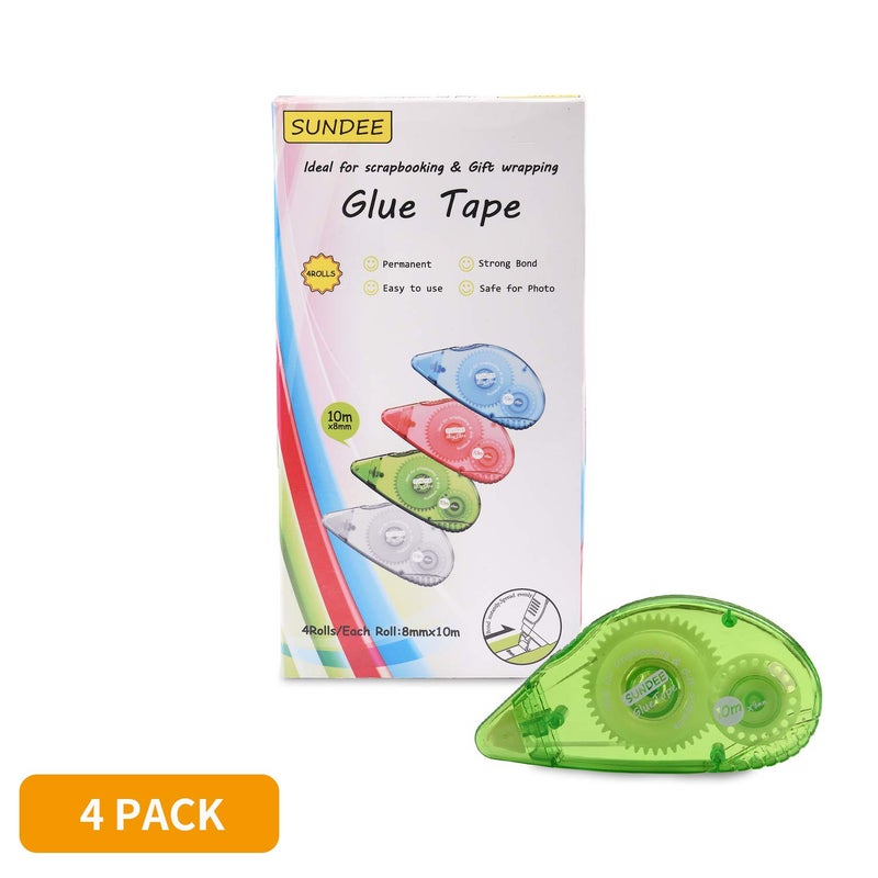 TELEXSUN Glue Runner Permanent, Double Sided Adhesive Scrapbook Runner Tape Roller, 0.3-inch by 360-Inch, Permanent Adhesive Dots Roller Applicator, 4 Pack - Green - Image 2