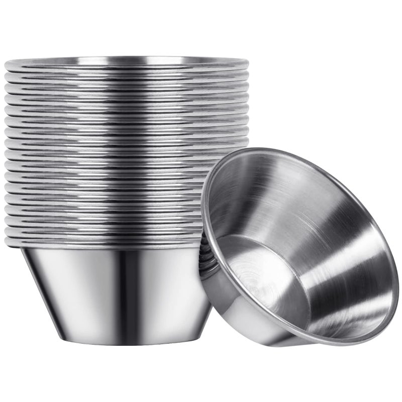 Artcome 18 Pack Stainless Steel Condiment Sauce Cups Great for Dipping and Portion Cups 15 oz
