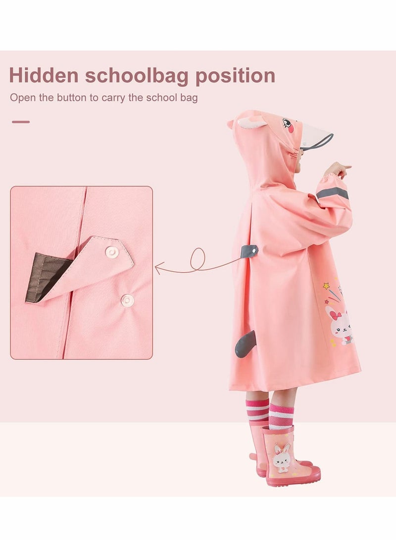 Generic Kids RainCoat, Reusable Children's raincoats, 3D Cartoon Kids Rain Jacket with Storage Backpack  - Image 4