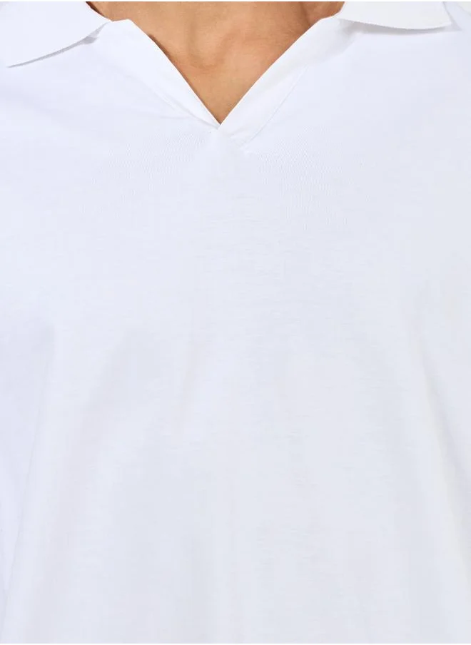 Styli Heavy Jersey Flat Knit Collar Oversized Polo
