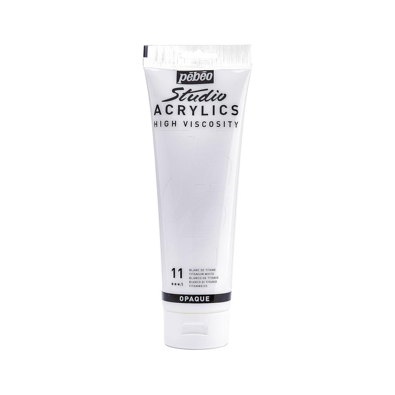 PEBEO Studio Fine Acrylics Paint High Viscosity Versatile and Adherent Acrylic Paints Ideal for Satin Matte Acrylic Painting 845 Fluid Ounces 250 ml Tube Titanium White