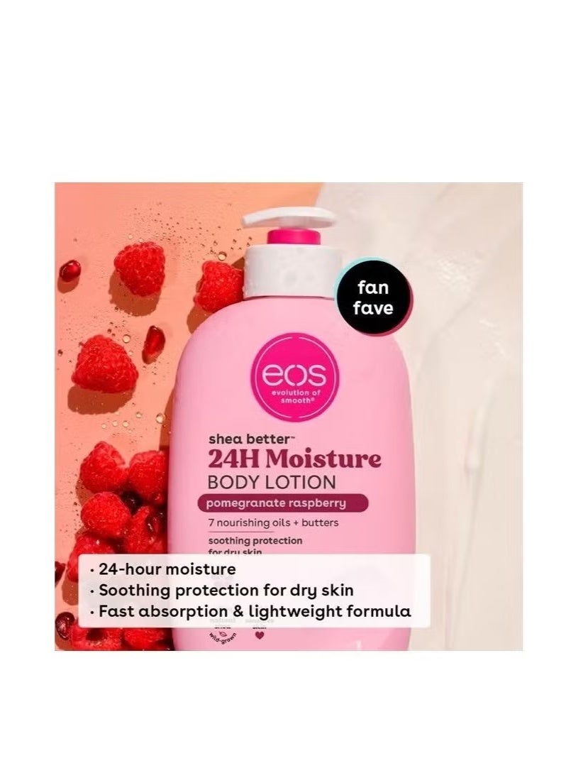 EOS Shea Better Body Lotion- Pomegranate Raspberry, 24-Hour Moisture Skin Care, Lightweight & Non-Greasy, Made with Natural Shea, Vegan, 16 fl oz - Image 2