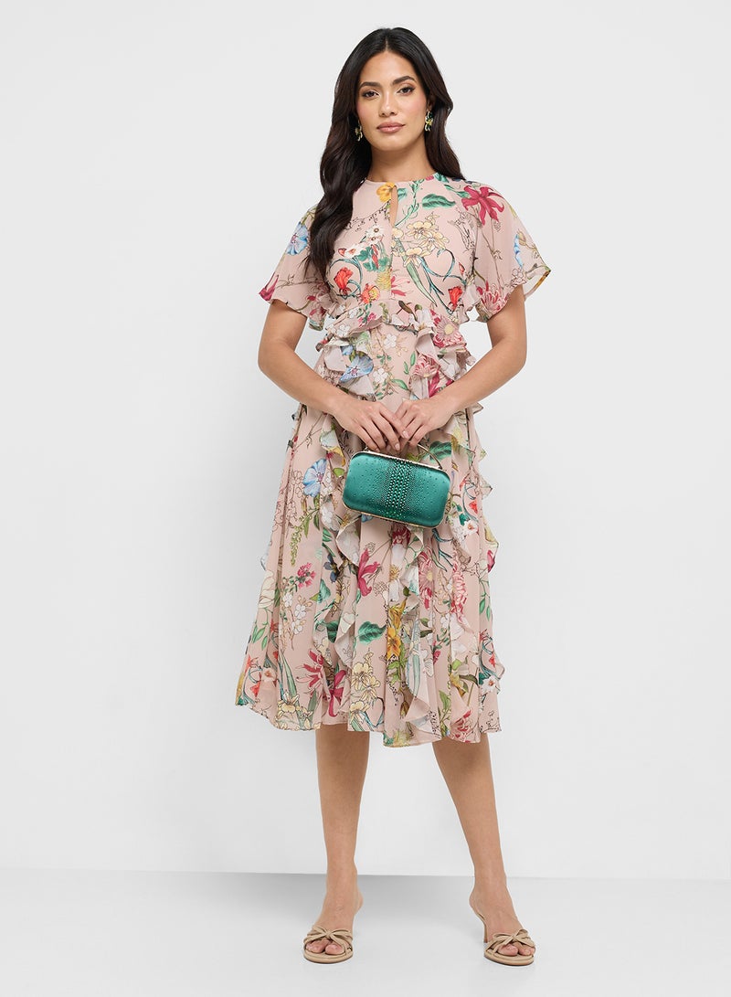 فروك اند فرل فستان ميدي بكشكش - Image 1