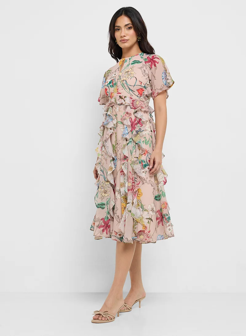 Frock and Frill Ruffle Midi Dress